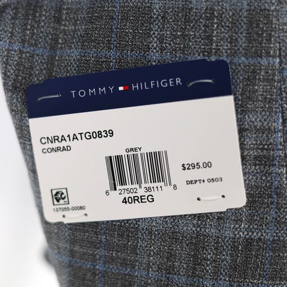 Tommy Hilfiger Men's Grey/Blue Check Conrad Modern-Fit Suit Blazer Size 40R - Picture 6 of 7